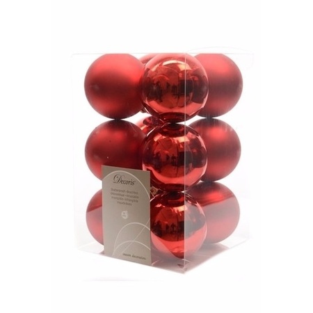 60x Christmas red Christmas baubles 6 cm plastic matte/shiny