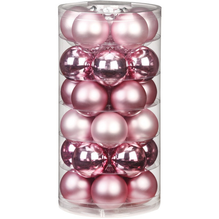 60x stuks glazen kerstballen roze 6 cm glans en mat