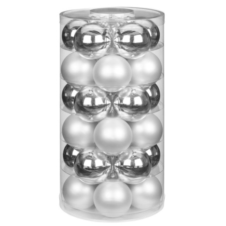 60x stuks glazen kerstballen zilver 6 cm glans en mat