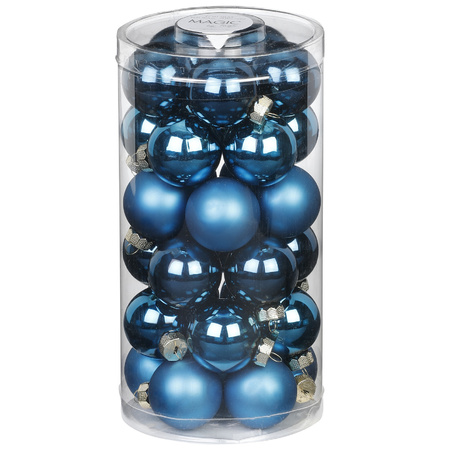60x stuks kleine glazen kerstballen diep blauw 4 cm