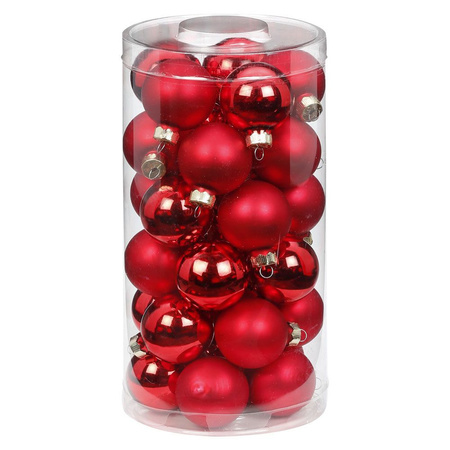 60x stuks kleine glazen kerstballen rood mix 4 cm