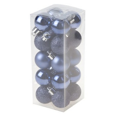 60x stuks kleine kunststof kerstballen donkerblauw 3 cm