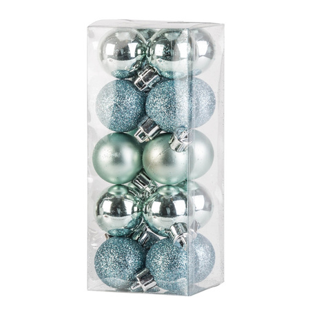 60x stuks kleine kunststof kerstballen mint groen 3 cm mat/glans/glitter