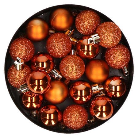 60x stuks kleine kunststof kerstballen oranje 3 cm mat/glans/glitter