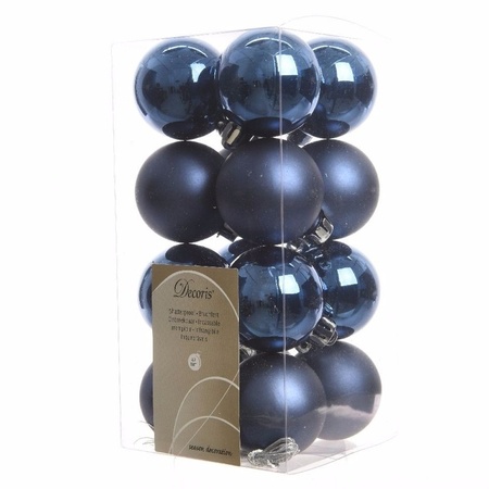64x Dark blue Christmas baubles 4 cm plastic matte/shiny