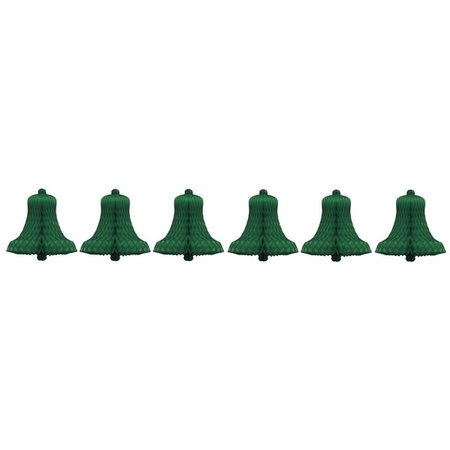 6x Green christmas bell decoration