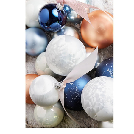 6x Dark blue glass Christmas baubles 8 cm shiny/matt