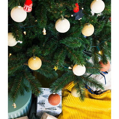 6x Gouden Cotton Balls kerstballen 6,5 cm kerstboomversiering
