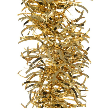 6x Gold wave Christmas tree foil garland 10 cm wide x 270 cm decoration