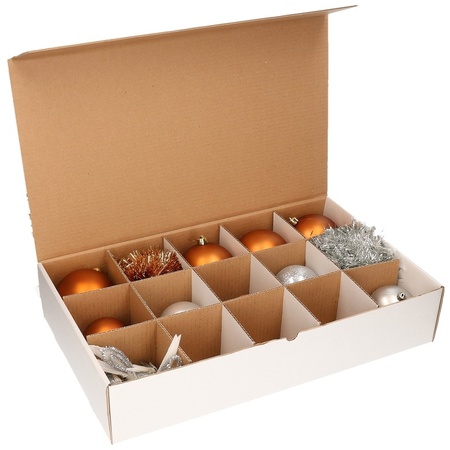 6x Christmas baubles sorting box with 10 cm compartments