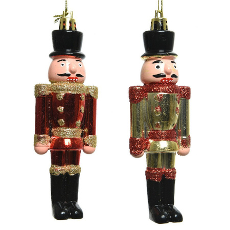 6x Kerstboomhangers notenkrakers poppetjes/soldaten rood 9 cm