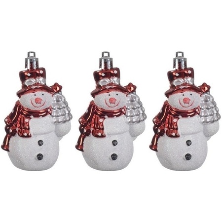 6x Kersthangers figuurtjes sneeuwpop 8 cm