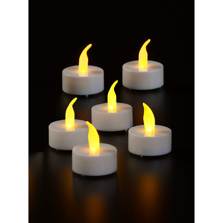 6x LED tealights yellow flame effect with timer