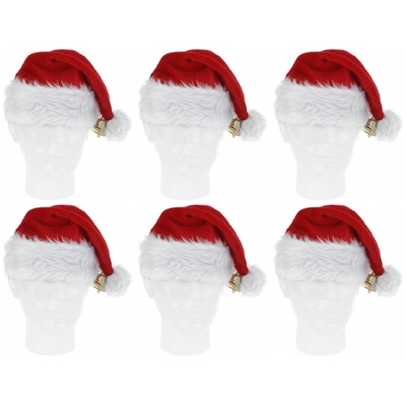 6x Christmas hat deluxe with bel