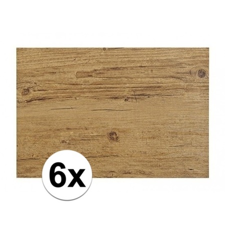 6x Placemat wood brown 45 x 30 cm