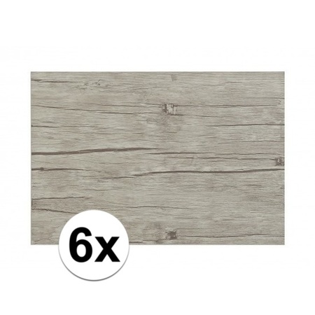 6x Placemat wood grey 45 x 30 cm