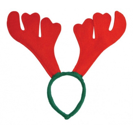 Rood met groene Rudolf kerst diadeem 6st