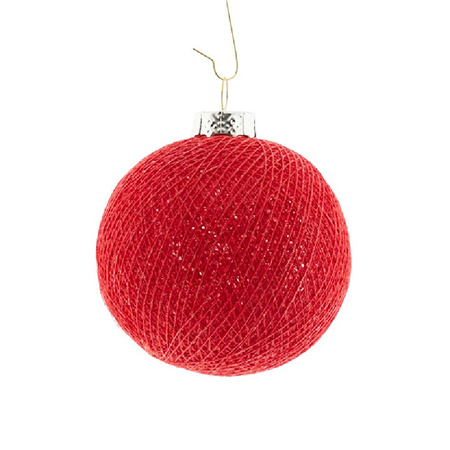 6x Rode Cotton Balls kerstballen 6,5 cm kerstboomversiering