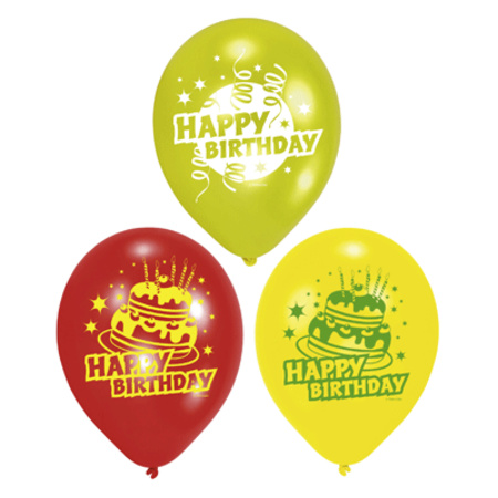 6x Happy birthday balloons 23 cm