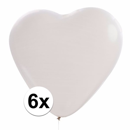 6x stuks Hartjes ballonnen wit 27 cm