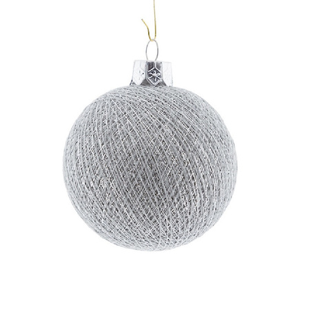 6x Silver Cotton Balls christmasballs 6,5 cm christmastree decoration