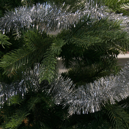 6x Zilveren kerstslingers 270 cm kerstboom versieringen