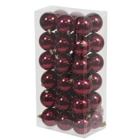 72x Bordeaux rode kerstballen 6 cm kunststof glans