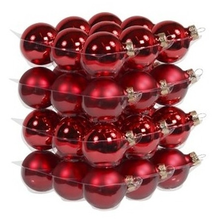 72x Red glass Christmas baubles 4 cm