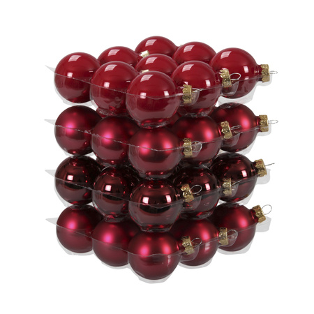 72x stuks glazen kerstballen rood/donkerrood 4 cm mat/glans