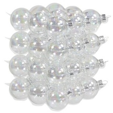 72x Clear pearl glass Christmas baubles 4 cm