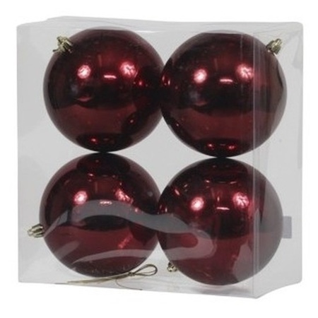 8x Bordeaux rode kerstballen 12 cm kunststof glans