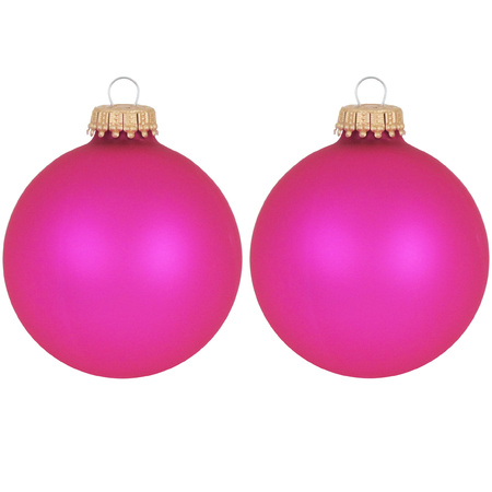 8x Bubblegum pink glass christmas baubles matt 7 cm 