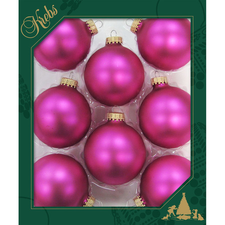 8x Bubblegum pink glass christmas baubles matt 7 cm 