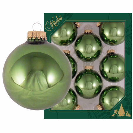 8x Jungle green glass christmas baubles 7 cm 