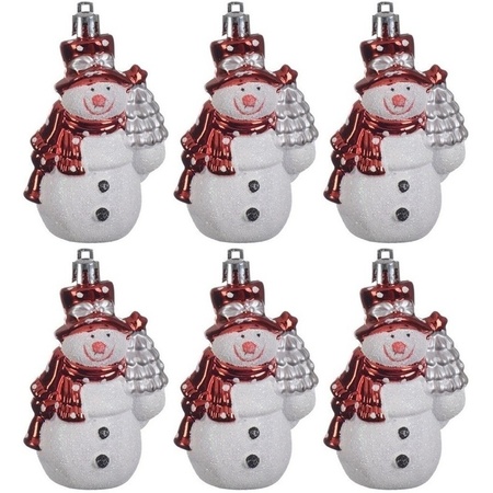 8x Kersthangers figuurtjes sneeuwpop 8 cm