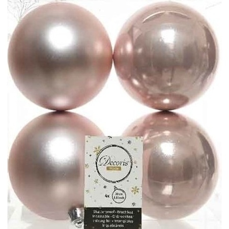 8x Light pink Christmas baubles 10 cm plastic matte/shiny