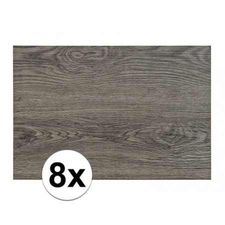8x Placemats wood grey 45 x 30 cm
