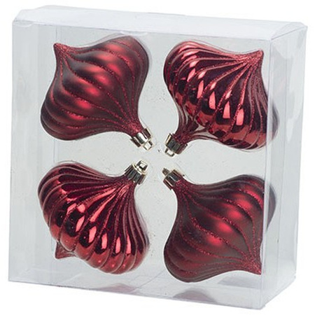 8x Red toll christmas baubles 10 cm plastic