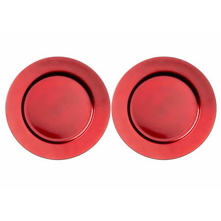 8x Ronde kaarsenborden/onderborden rood 33 cm