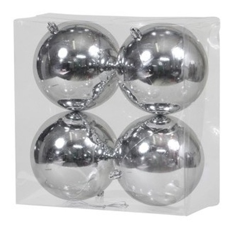 8x Zilveren kerstballen 12 cm kunststof glans