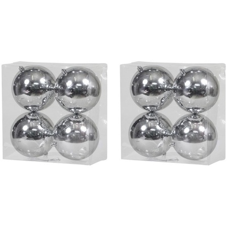 8x Zilveren kerstballen 12 cm kunststof glans