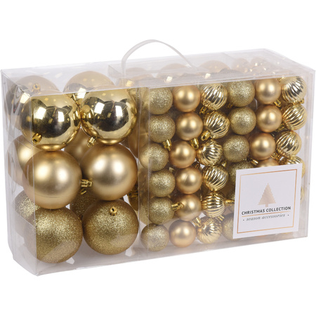94-Pcs christmas tree decoration plastic baubles gold 