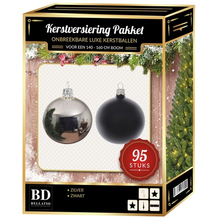 Christmas set 95-pcs for 150 cm tree silver/black