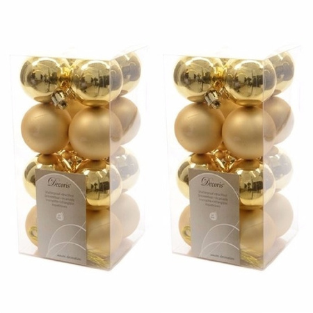 96x Gold Christmas baubles 4 cm plastic matte/shiny