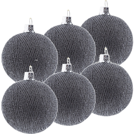 9x Grey Cotton Balls christmasballs 6,5 cm christmastree decoration