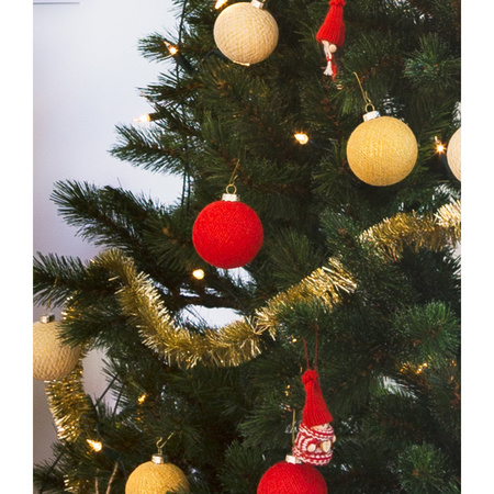 9x Rode Cotton Balls kerstballen 6,5 cm kerstboomversiering