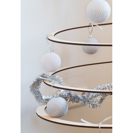 9x Witte Cotton Balls kerstballen 6,5 cm kerstboomversiering