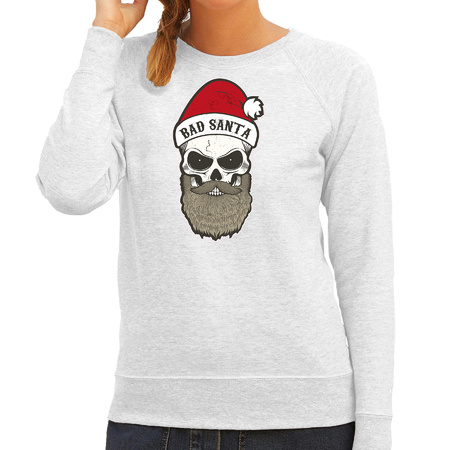 Bad Santa Christmas sweater grey for women