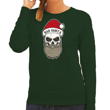 Bad Santa foute Kerstsweater / outfit groen voor dames