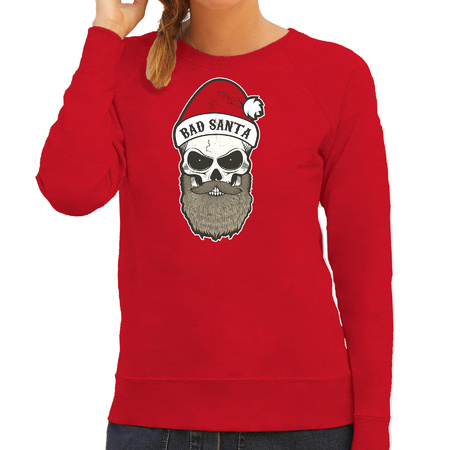 Bad Santa foute Kerstsweater / outfit rood voor dames